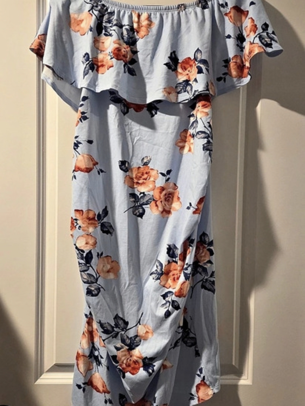 Floral Maxi Dress in Blue & Orange